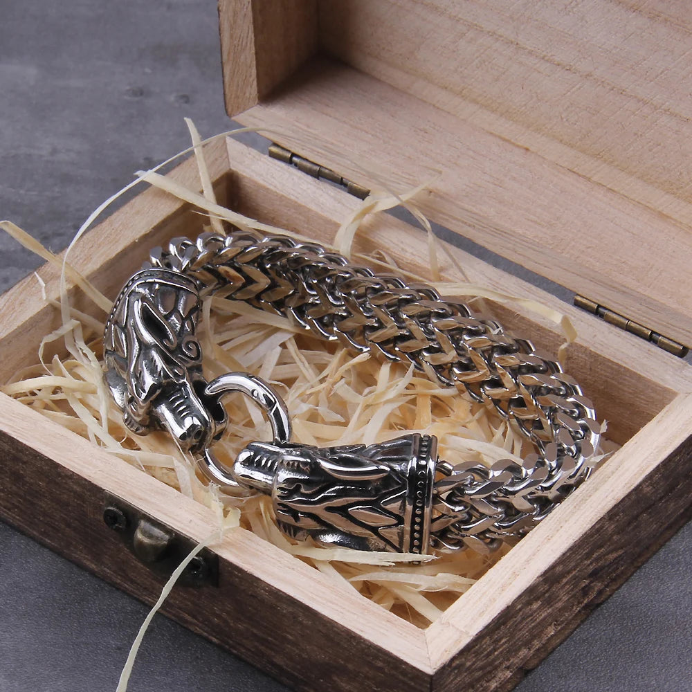 Snarling Fenrir - 316L Stainless Steel Bracelet