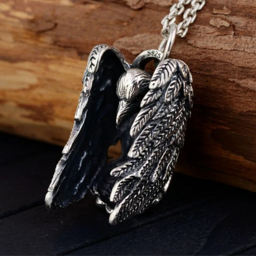Hugin Raven of Odin 925 Sterling Silver Pendant