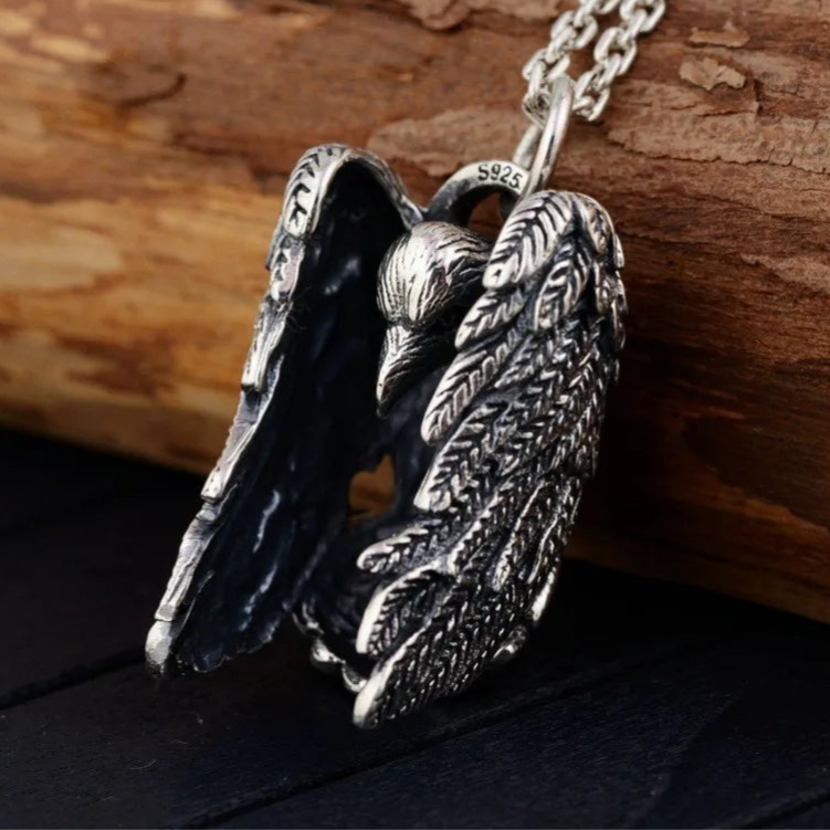 Hugin Raven of Odin 925 Sterling Silver Pendant