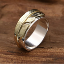 Hugin and Munin Golden Feather 925 Sterling Silver Ring