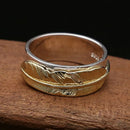 Hugin and Munin Golden Feather 925 Sterling Silver Ring