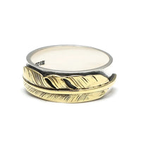 Hugin and Munin Golden Feather 925 Sterling Silver Ring