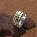 Hugin and Munin Golden Feather 925 Sterling Silver Ring