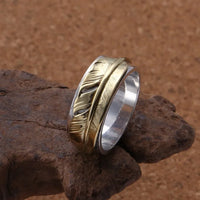 Hugin and Munin Golden Feather 925 Sterling Silver Ring