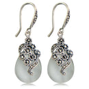 Idun's Gift Drop Earrings in 925 Sterling Silver with Garnet Stone