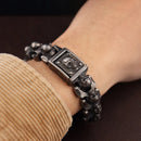 Loki Bound Skull Bracelet in Steel
