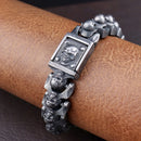 Loki Bound Skull Bracelet in Steel