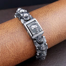 Loki Bound Skull Bracelet in Steel