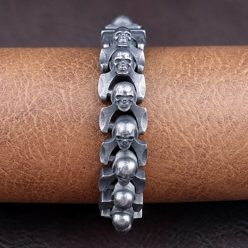 Loki Bound Skull Bracelet in Steel