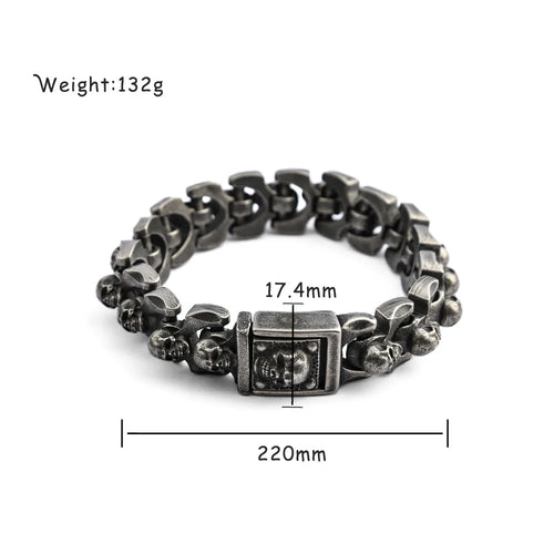 Loki Bound Skull Bracelet in Steel