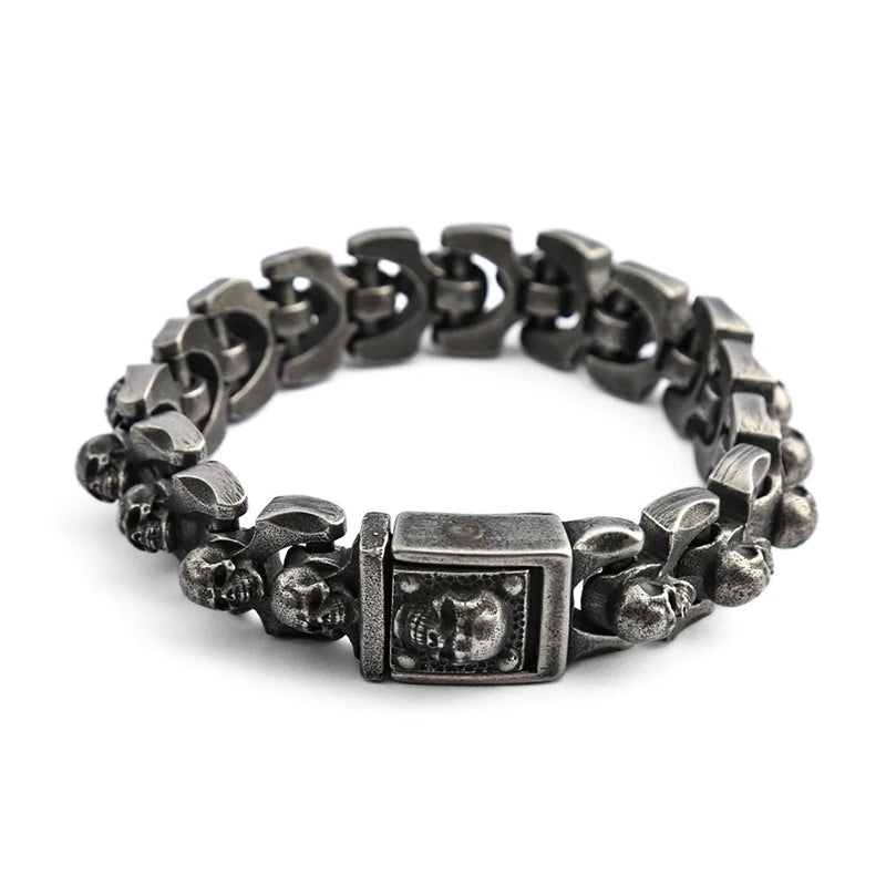 Loki Bound Skull Bracelet in Steel