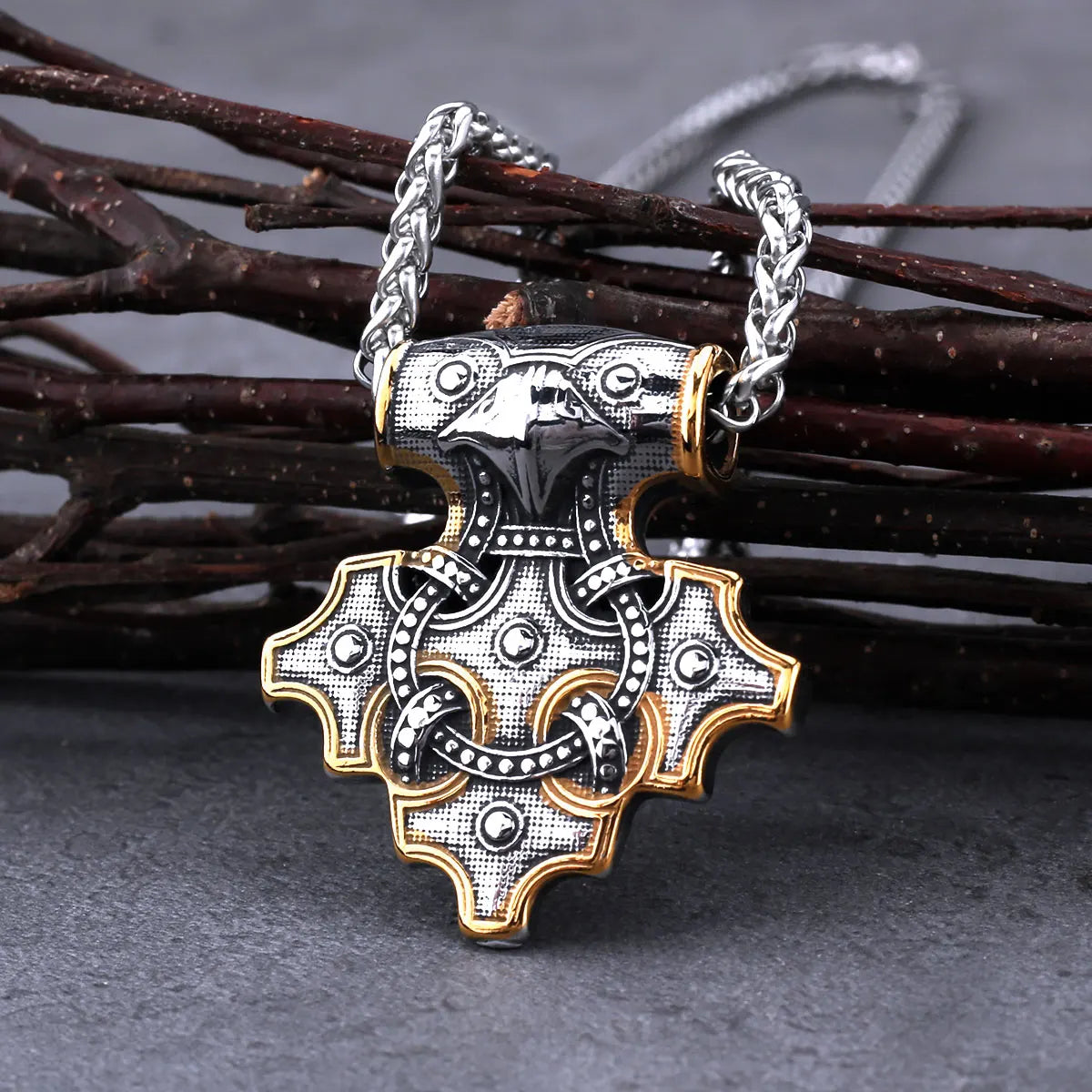 Mjolnir Hammer of Thor Hiddensee Treasure Replica Steel Necklace
