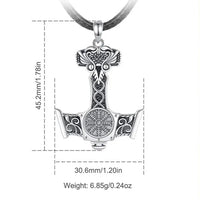 Mjolnir Necklace With Aegishjalmur in 925 Sterling Silver
