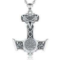 Mjolnir Necklace With Aegishjalmur in 925 Sterling Silver