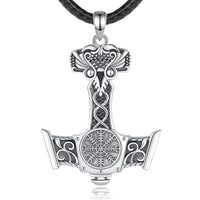 Mjolnir Necklace With Aegishjalmur in 925 Sterling Silver
