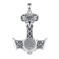 Mjolnir Necklace With Aegishjalmur in 925 Sterling Silver