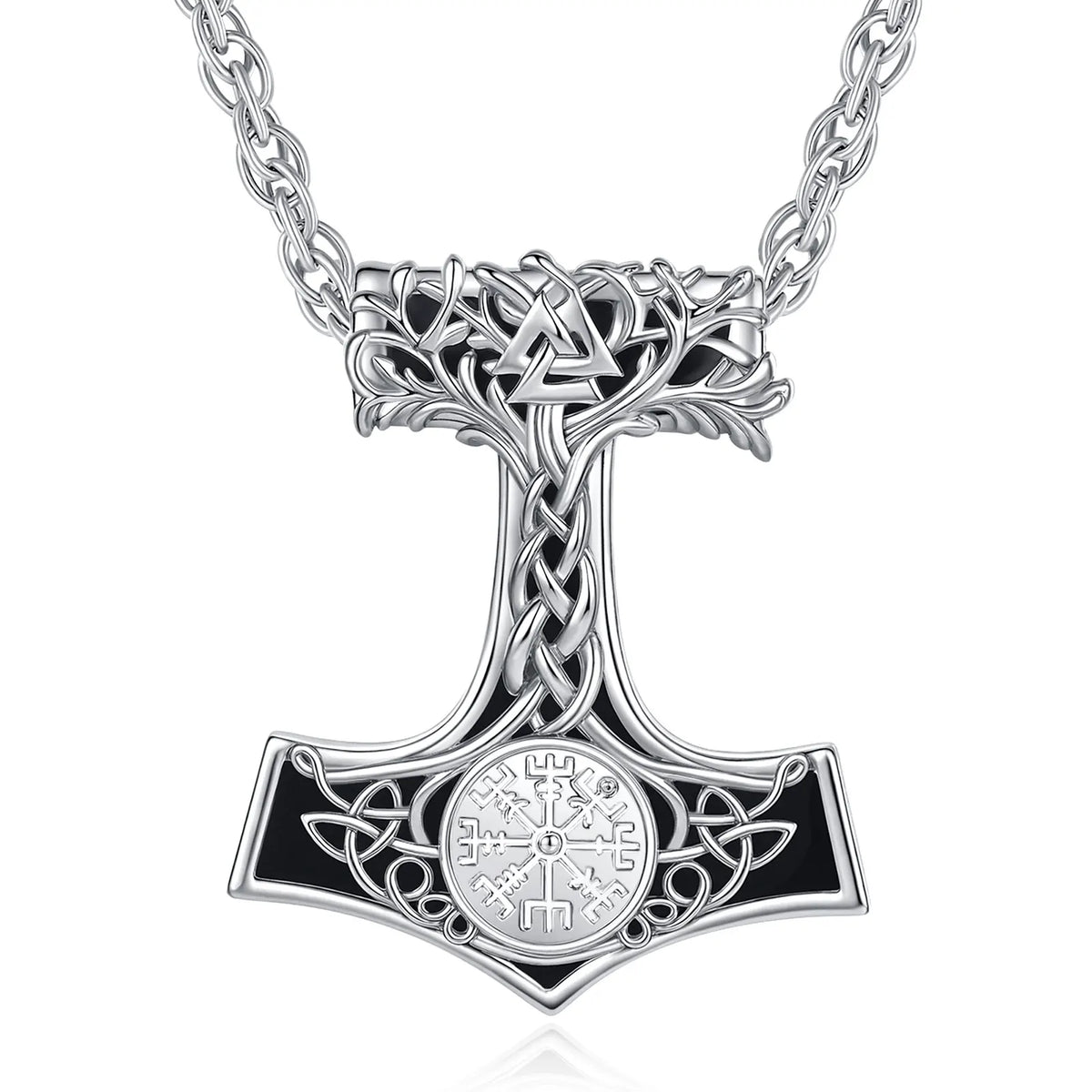 Mjolnir Necklace With Vegvisir