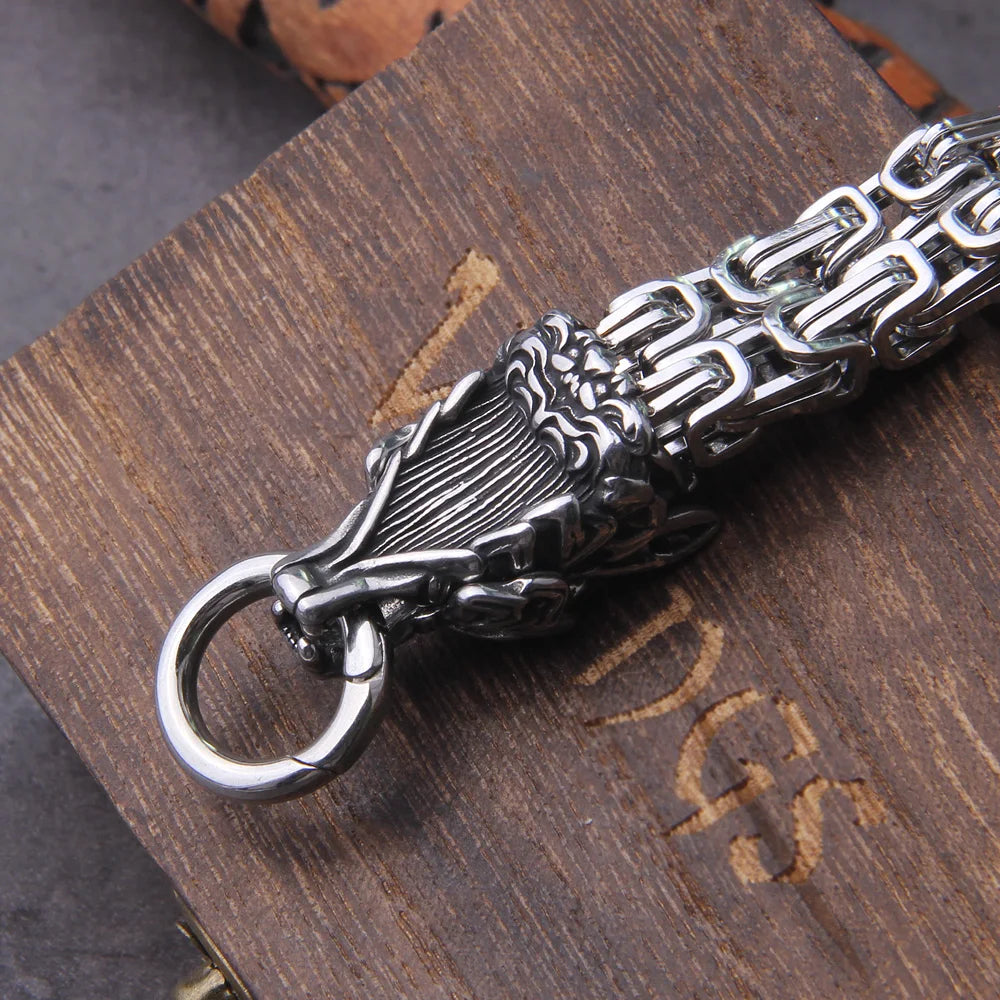 Mjolnir in Wolf Chain Stainless Steel Necklace