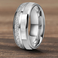Norse Winter 8mm wide Tungsten Carbide Ring with Mother of Pearl Inlay