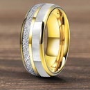 Norse Winter 8mm wide Tungsten Carbide Ring with Mother of Pearl Inlay