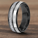 Norse Winter 8mm wide Tungsten Carbide Ring with Mother of Pearl Inlay