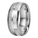 Norse Winter 8mm wide Tungsten Carbide Ring with Mother of Pearl Inlay