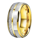 Norse Winter 8mm wide Tungsten Carbide Ring with Mother of Pearl Inlay