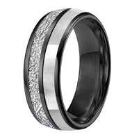 Norse Winter 8mm wide Tungsten Carbide Ring with Mother of Pearl Inlay