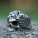 Odin Skull and Valknut Stainless Steel Ring