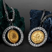 Odin and Valknut Rotating Steel Necklace