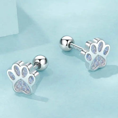 Paws of Freyja Cat 925 Sterling Silver Stud Earrings