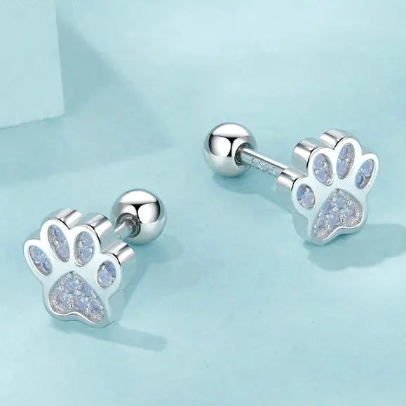 Paws of Freyja Cat 925 Sterling Silver Stud Earrings