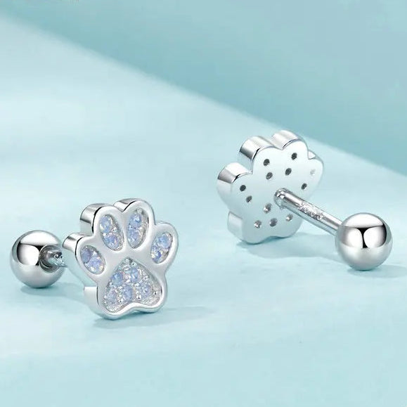 Paws of Freyja Cat 925 Sterling Silver Stud Earrings