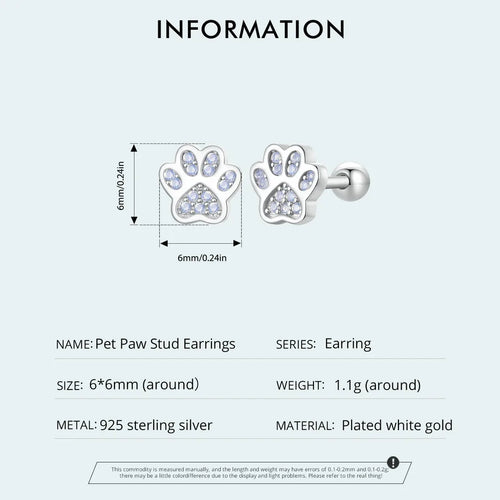 Paws of Freyja Cat 925 Sterling Silver Stud Earrings