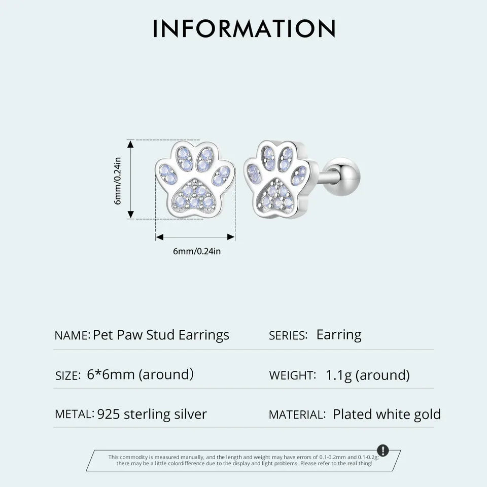 Paws of Freyja Cat 925 Sterling Silver Stud Earrings