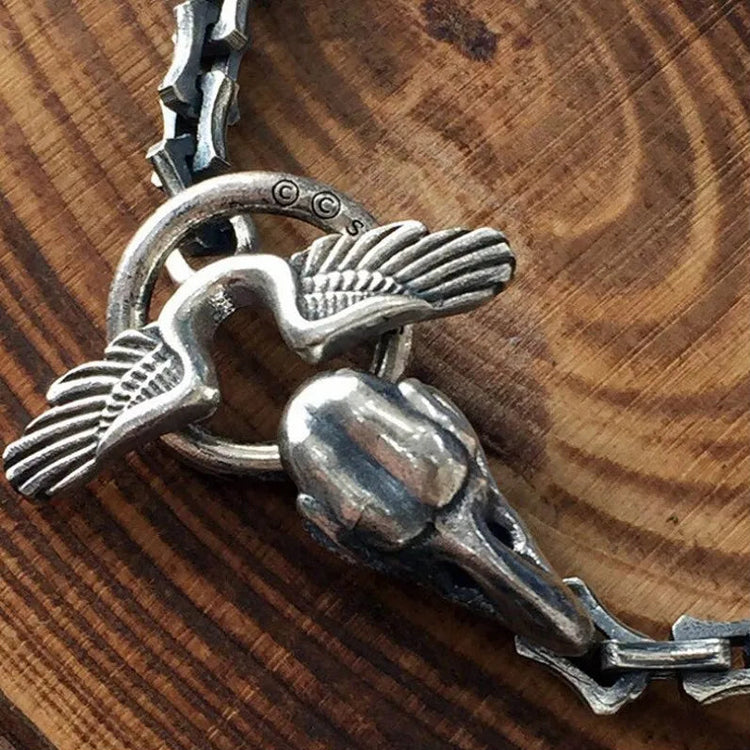 Raven of Odin 925 Sterling Silver Chain Bracelet