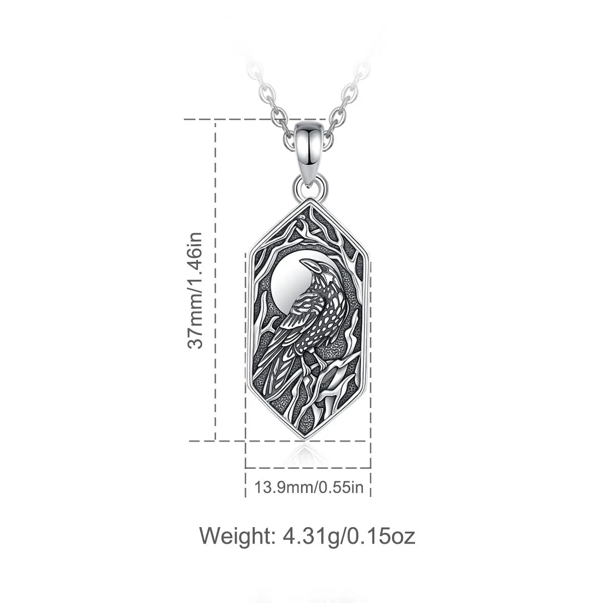 Raven of Odin in the Evening 925 Sterling Silver Necklace