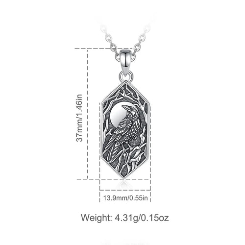Raven of Odin in the Evening 925 Sterling Silver Necklace