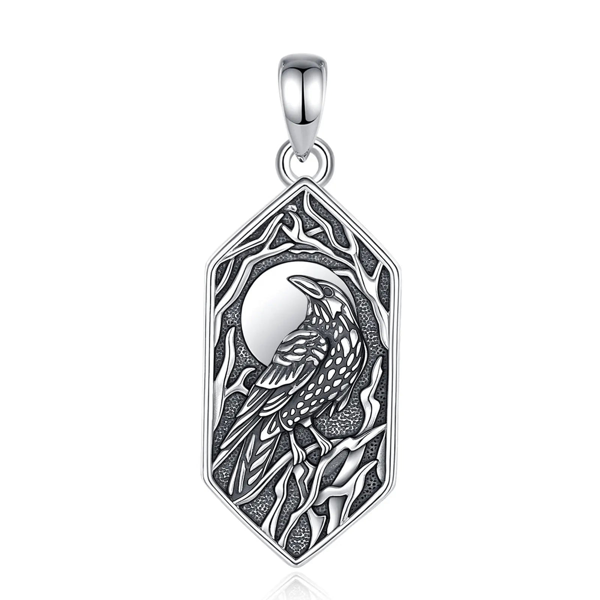 Raven of Odin in the Evening 925 Sterling Silver Necklace