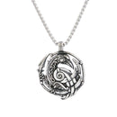 Ravens of Odin Hugin and Munin with Norse Knot Stainless Steel Necklace