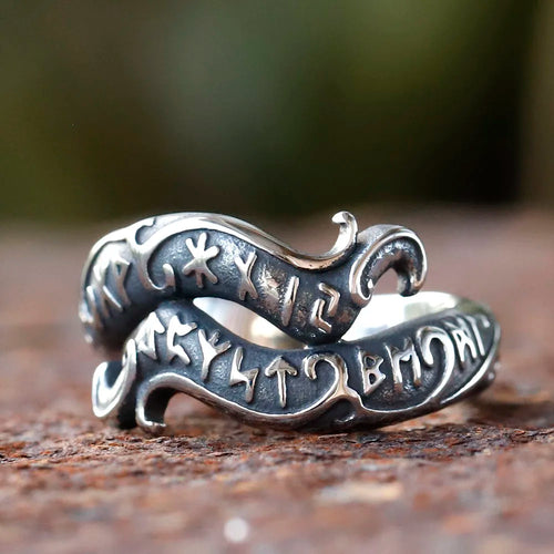 Runic Jormungandr Steel Ring