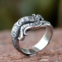 Runic Jormungandr Steel Ring