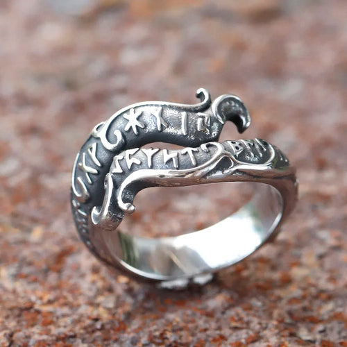 Runic Jormungandr Steel Ring