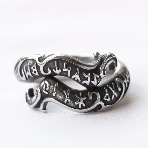 Runic Jormungandr Steel Ring