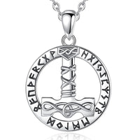Runic Mjolnir Necklace in 925 Sterling Silver