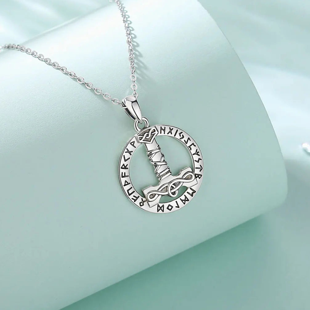 Runic Mjolnir Necklace in 925 Sterling Silver