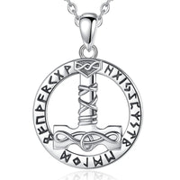 Runic Mjolnir Necklace in 925 Sterling Silver