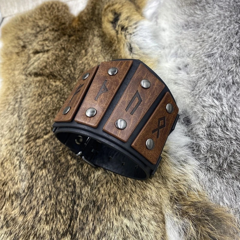 Runic Wristband Leather Bracelet