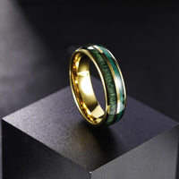 Bounty from Frigg Green Opal and Wood Tungsten Ring