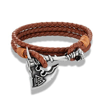 Viking Axe Bracelet in Leather and Steel